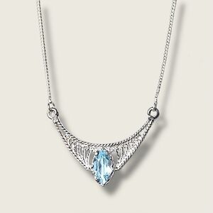 915 Sterling Silver Necklace Blue Topaz
